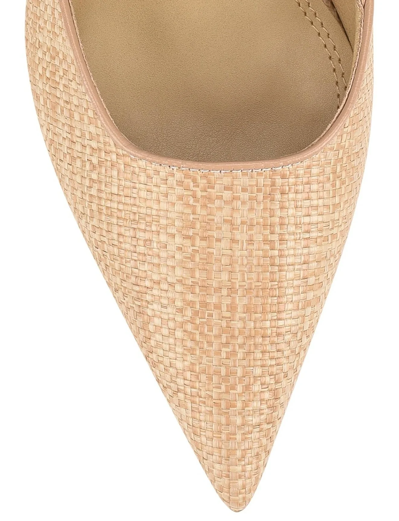 Yasmine Slingback Heels - Almond Leather & Natural Raffia - Image 3