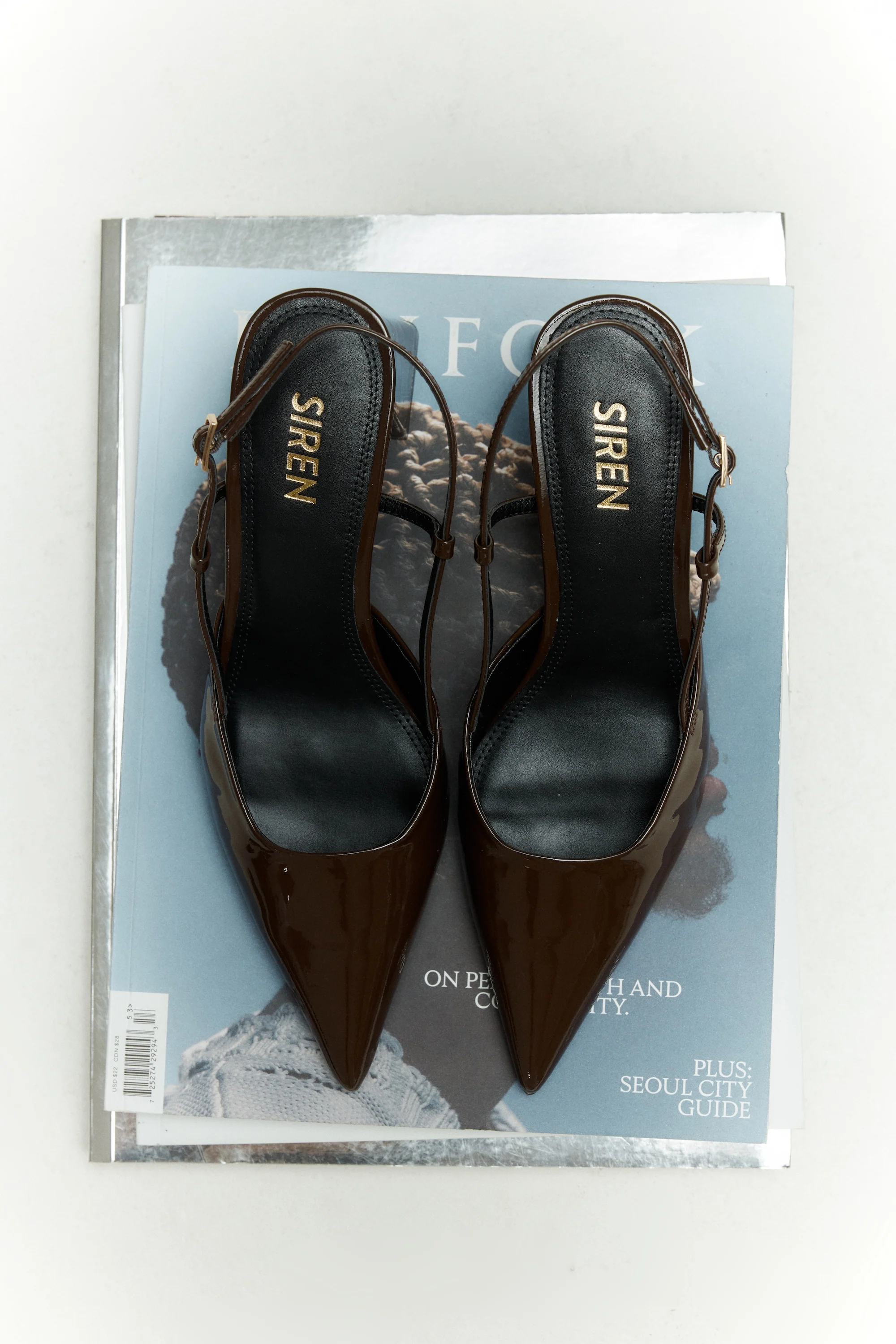 Yasmine Slingback Heels - Chocolate Brown Patent Leather - Image 4