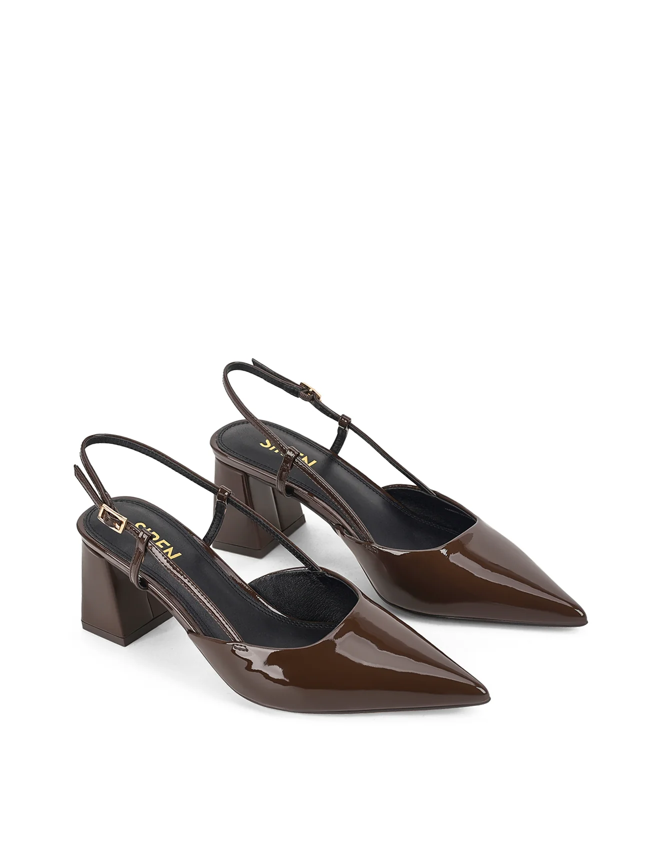 Yasmine Slingback Heels - Chocolate Brown Patent Leather - Image 5