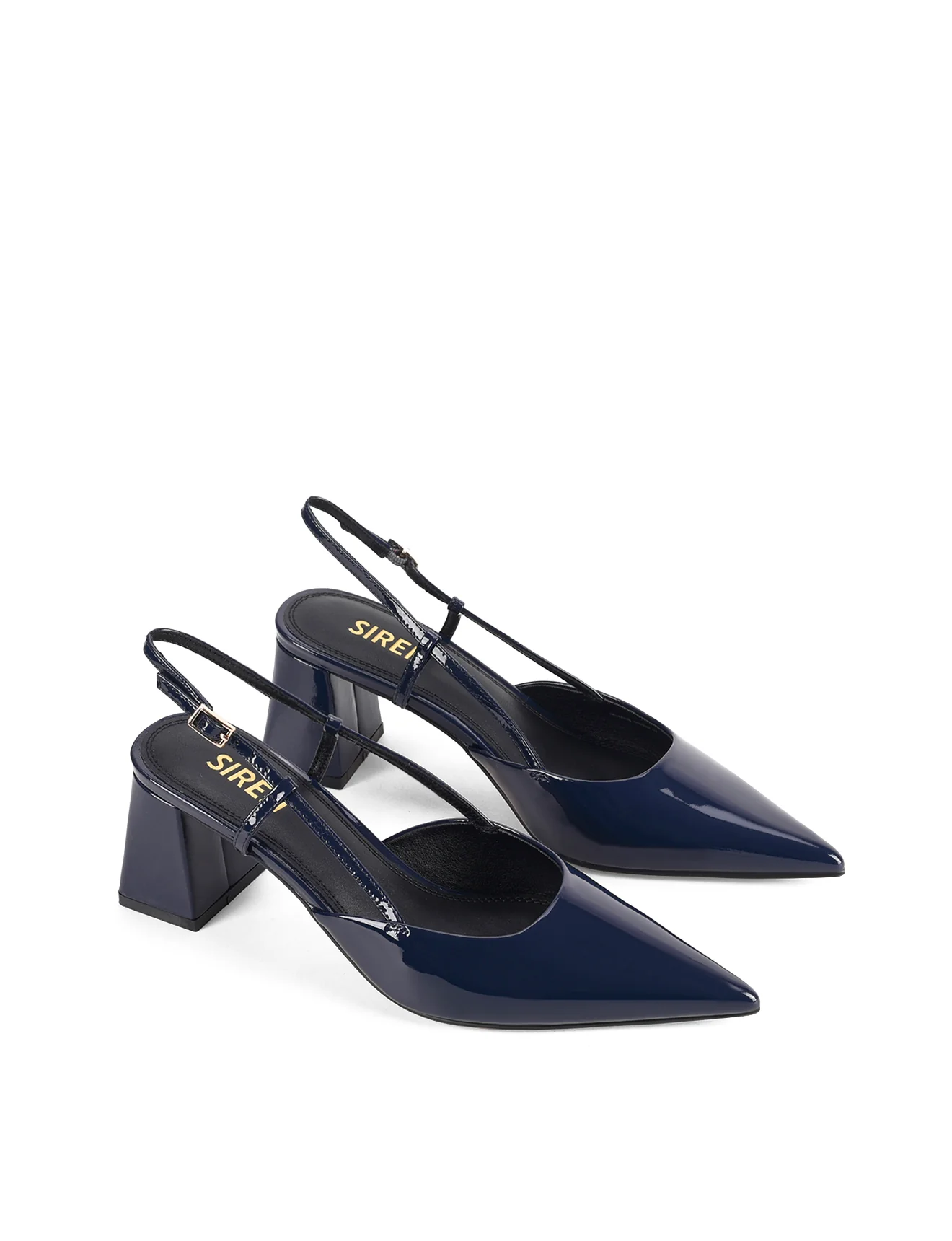 Yasmine Slingback Heels - Navy Blue Patent Leather - Image 3