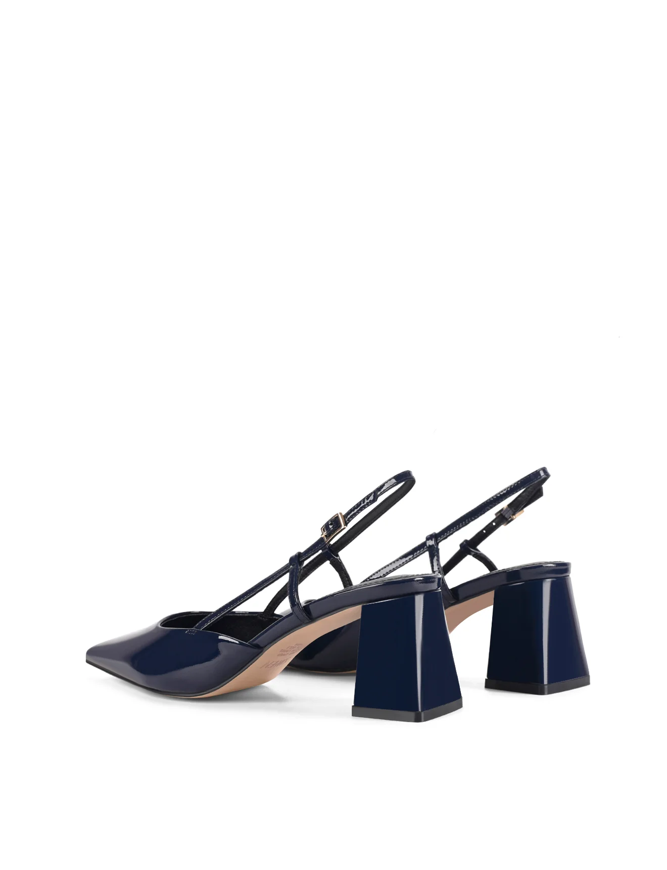 Yasmine Slingback Heels - Navy Blue Patent Leather - Image 4