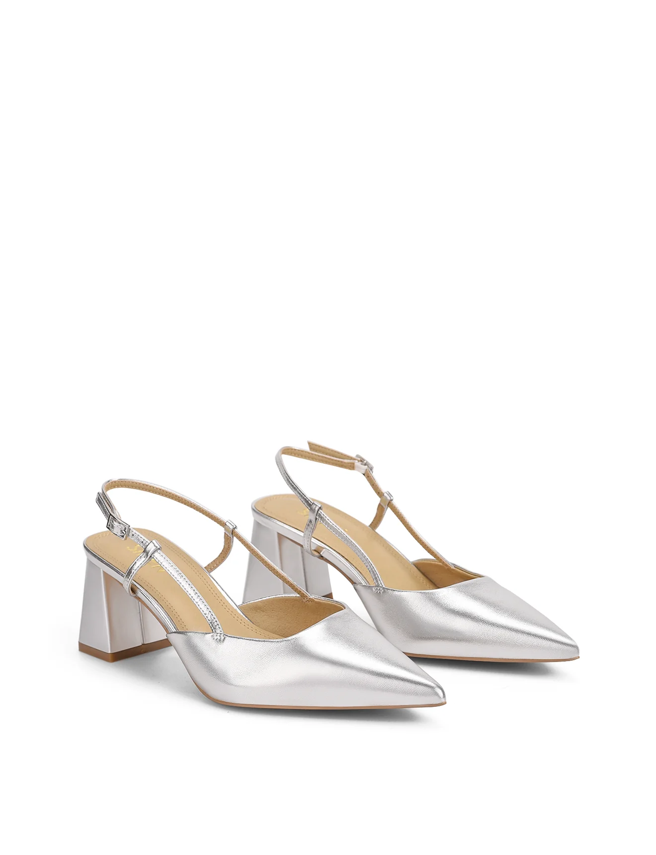 Yasmine Slingback Heels - Silver Metallic Leather - Image 3