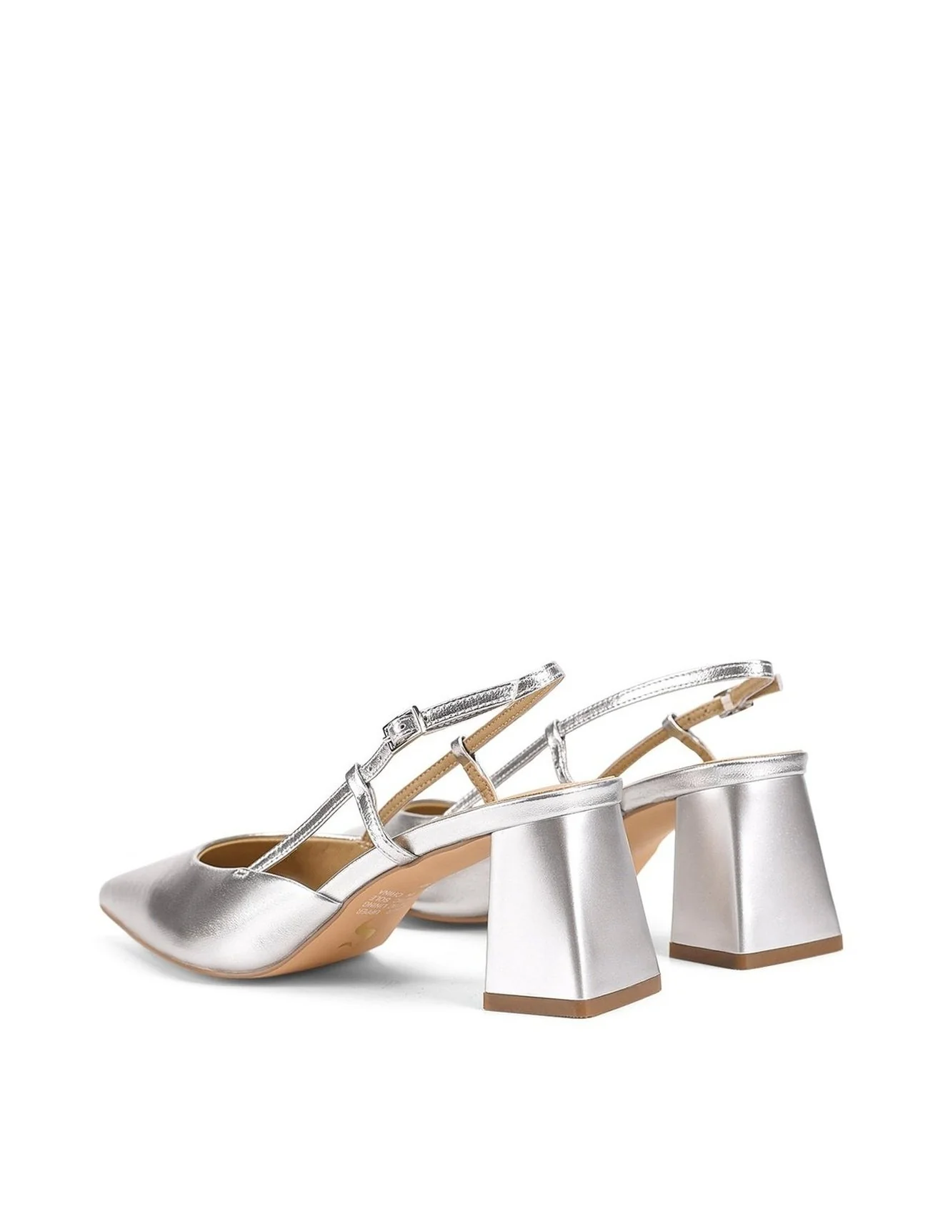 Yasmine Slingback Heels - Silver Metallic Leather - Image 5