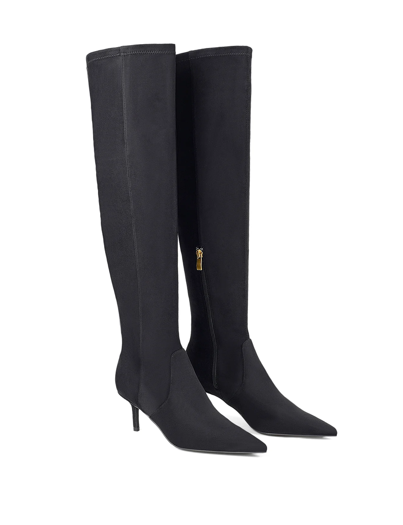Yonas Long Boots - Black Stretch Microsuede - Image 3