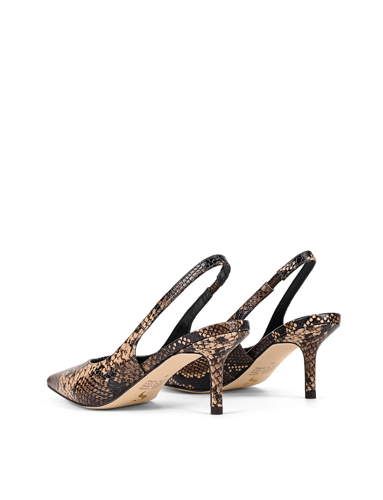 Yory Slingback Kitten Heels - Brown Snake Leather - Image 3