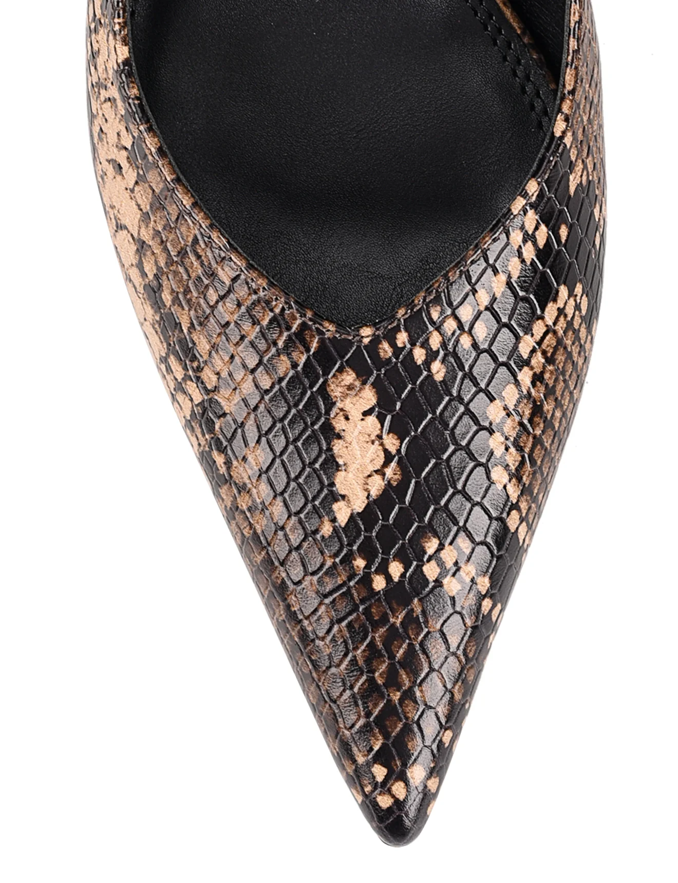 Yory Slingback Kitten Heels - Brown Snake Leather - Image 4