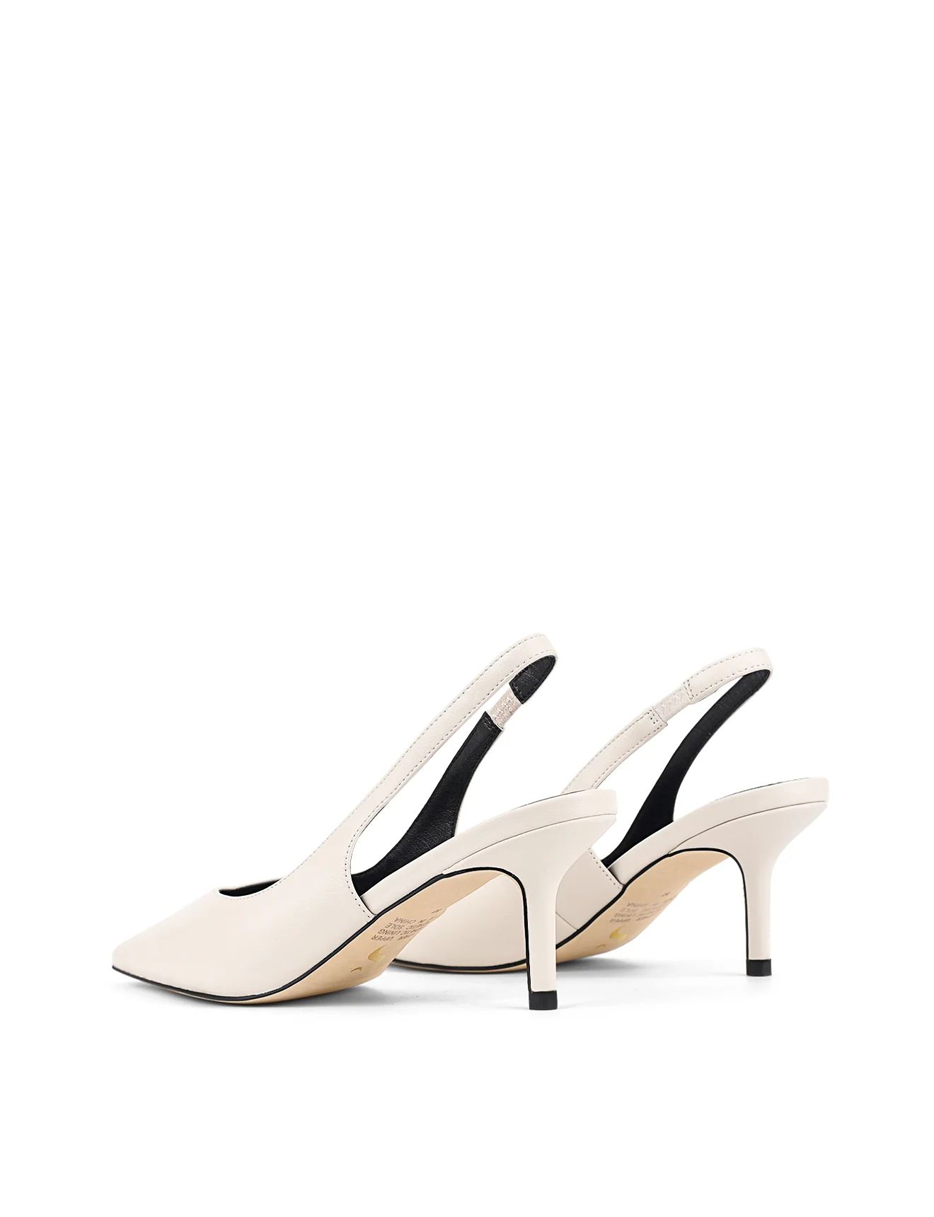 Yory Slingback Kitten Heels - Chalk White Leather - Image 3