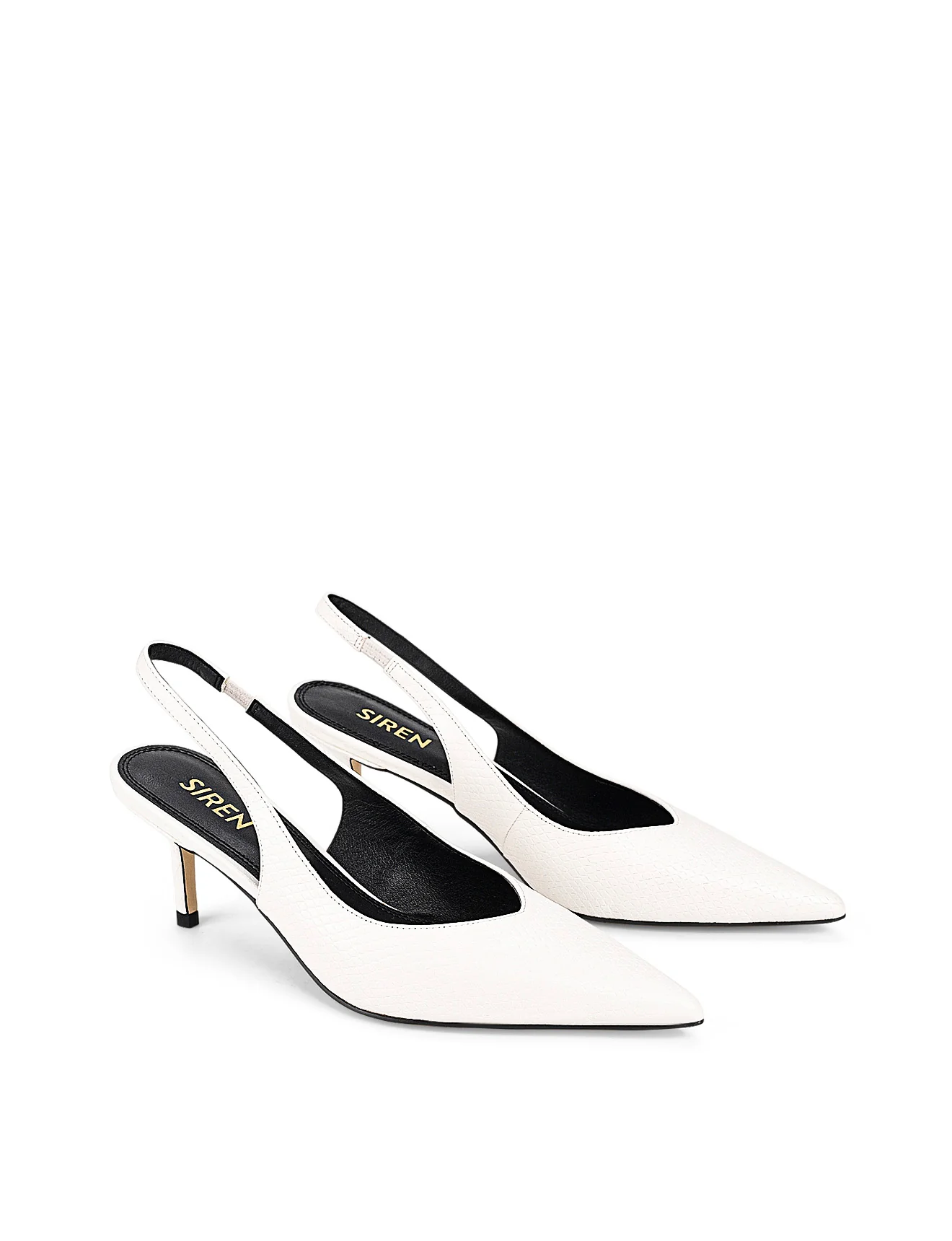 Yory Slingback Kitten Heels - Chalk White Snake Leather - Image 3