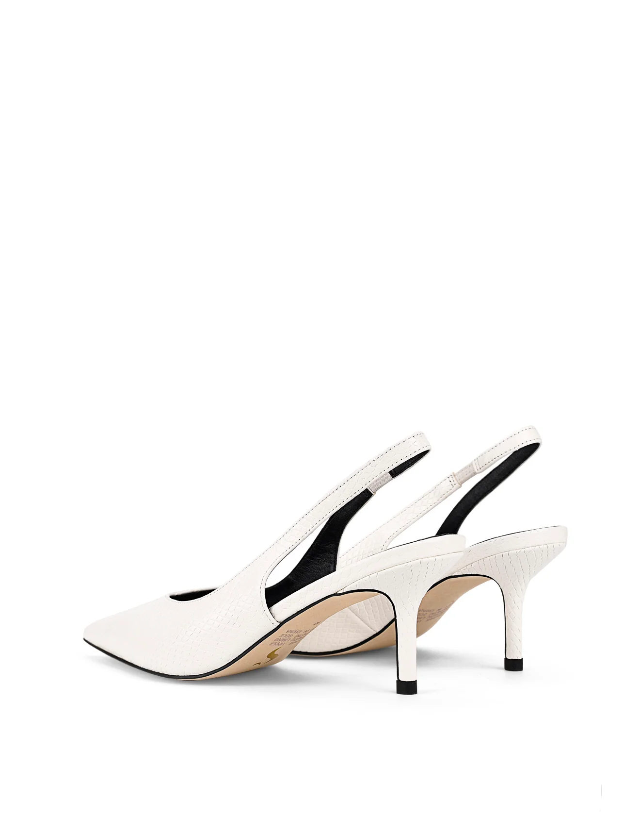Yory Slingback Kitten Heels - Chalk White Snake Leather - Image 4