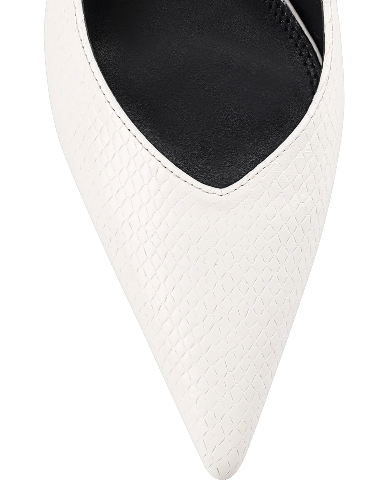 Yory Slingback Kitten Heels - Chalk White Snake Leather - Image 5