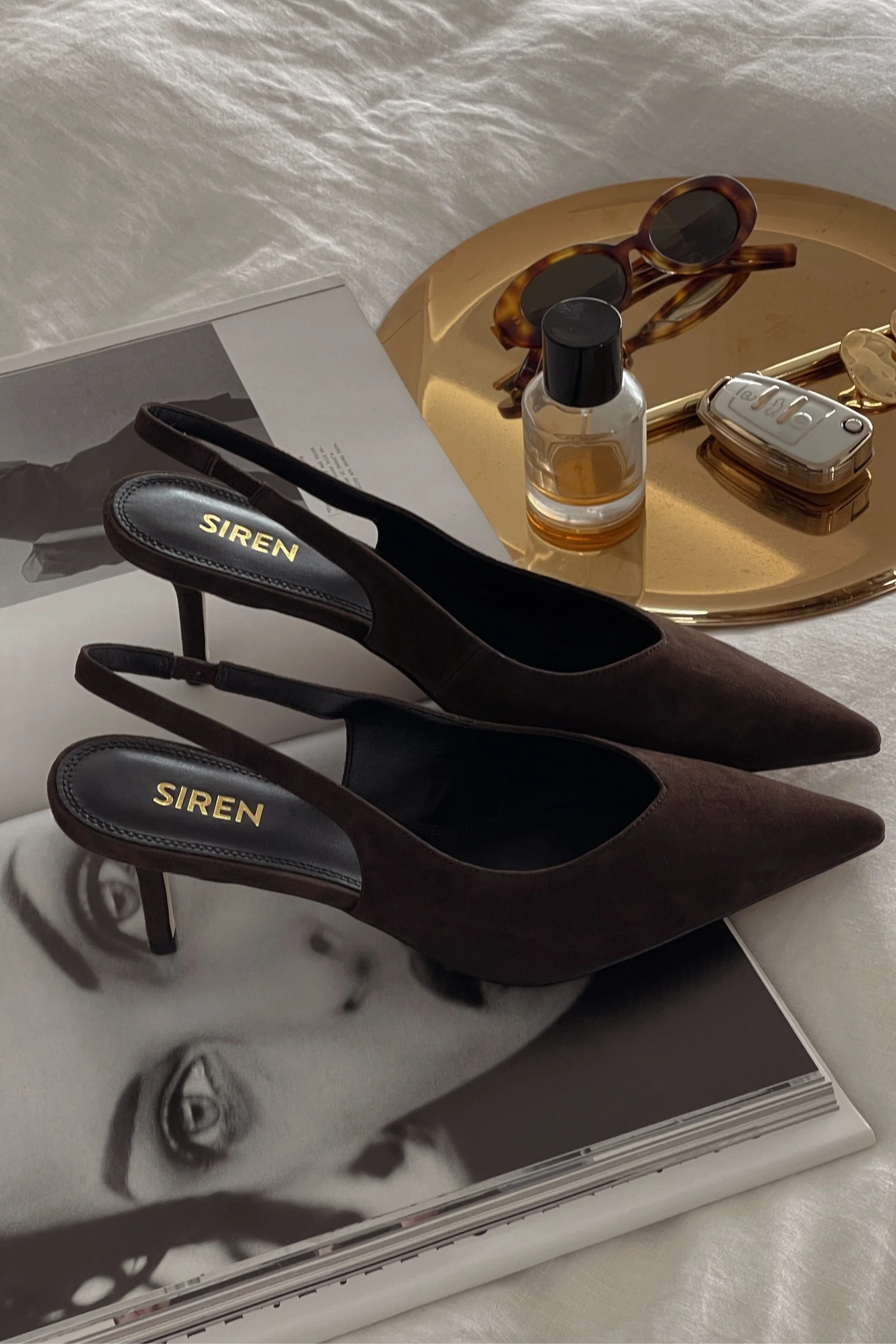 Yory Slingback Kitten Heels - Chocolate Brown Suede - Image 3