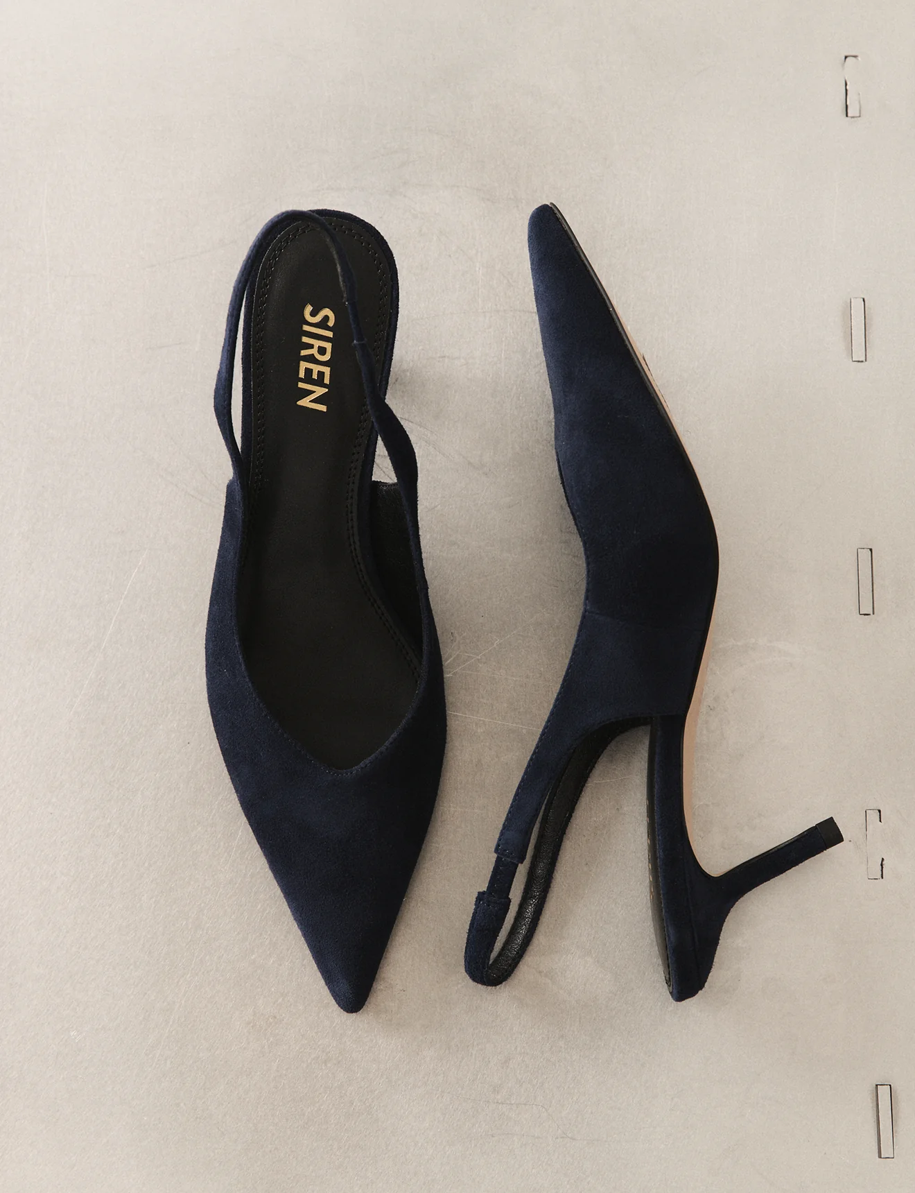 Yory Slingback Kitten Heels - Navy Blue Suede - Image 7