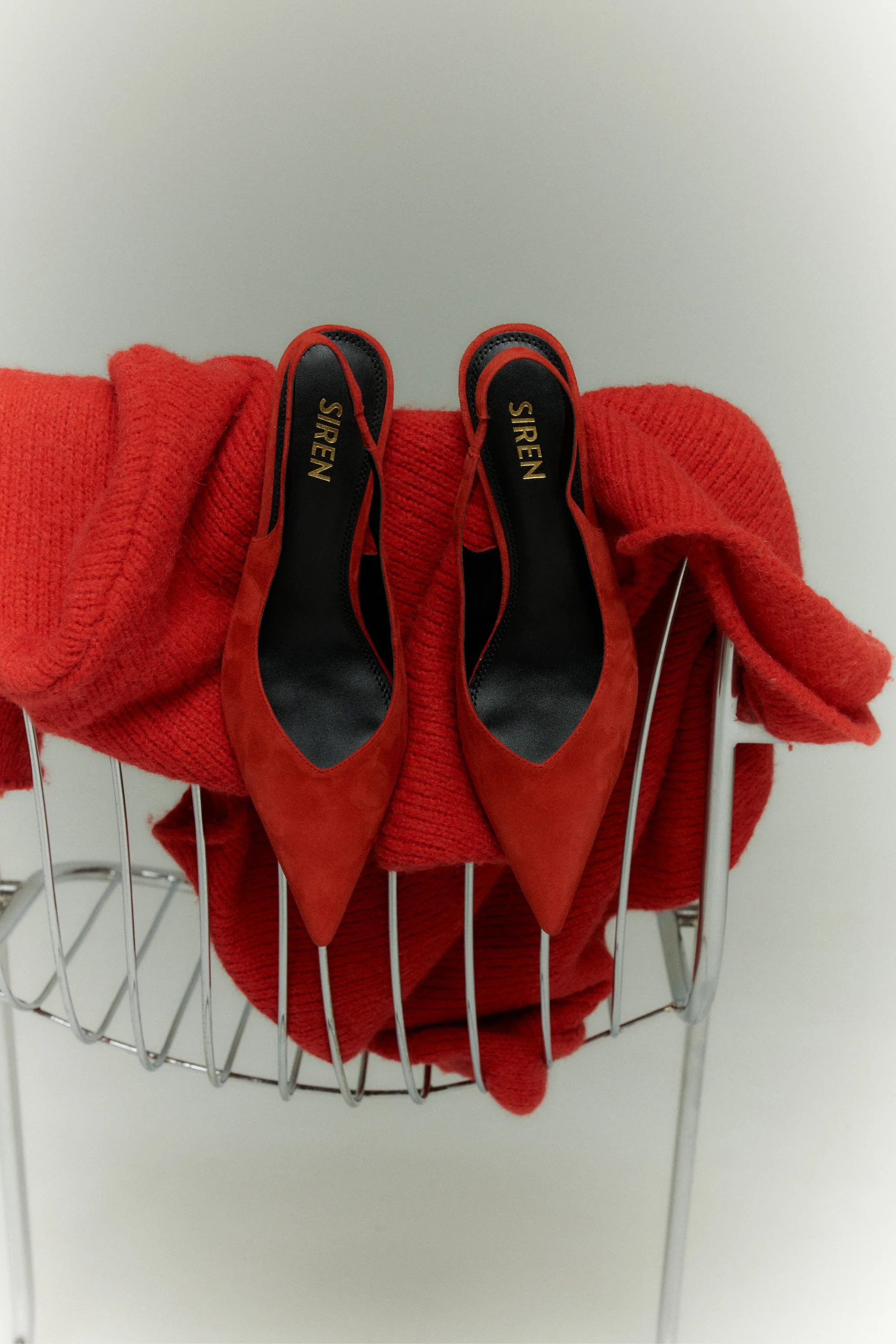 Yory Slingback Kitten Heels - Red Suede - Image 3