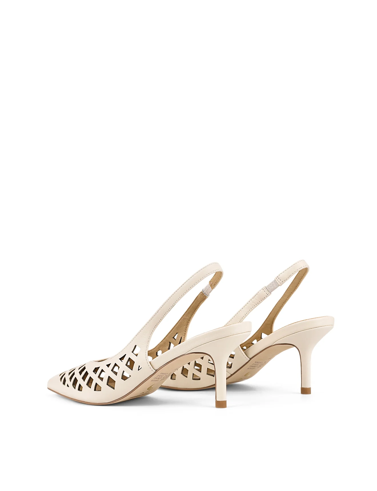 Yovanna Sling Back Kitten Heel - Cream White Leather - Image 6