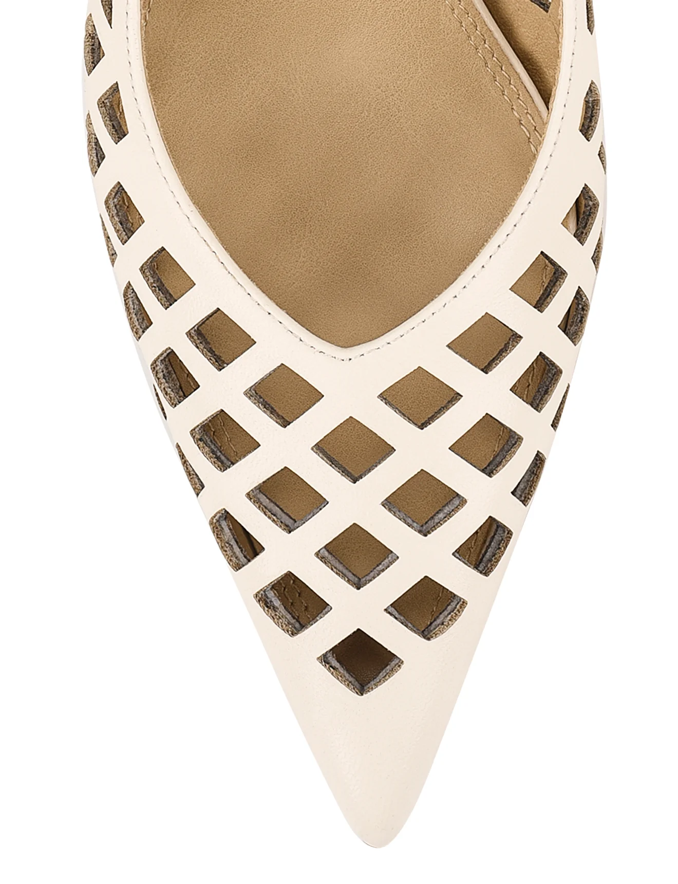 Yovanna Sling Back Kitten Heel - Cream White Leather - Image 7