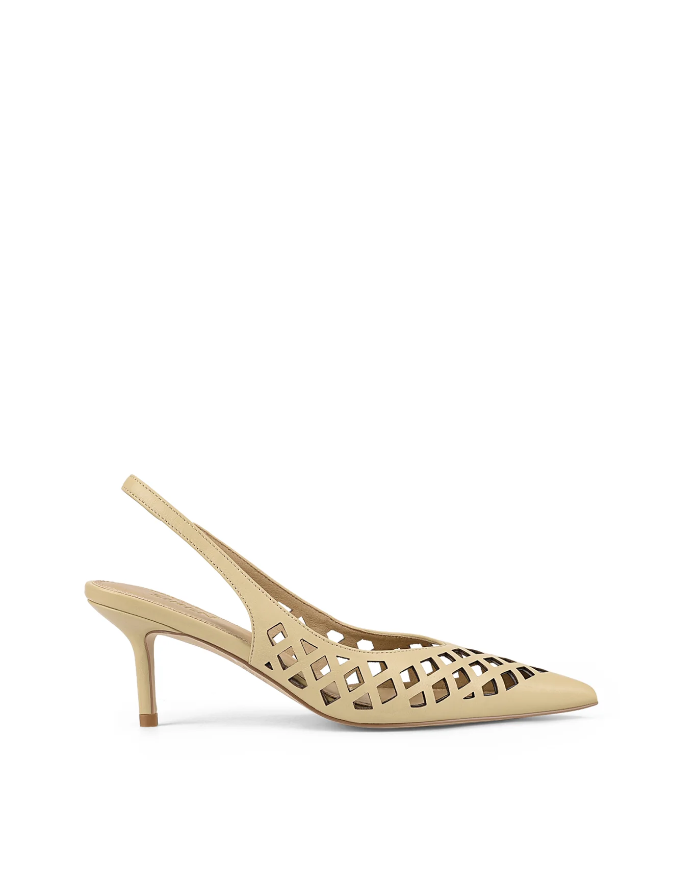 Yovanna Sling Back Kitten Heel - Custard Yellow Leather