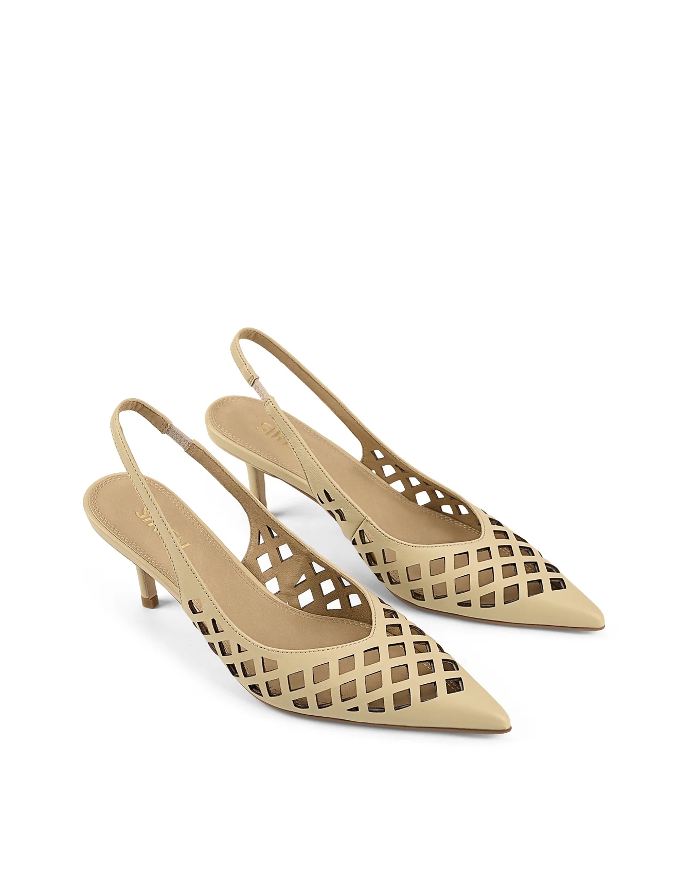 Yovanna Sling Back Kitten Heel - Custard Yellow Leather - Image 2