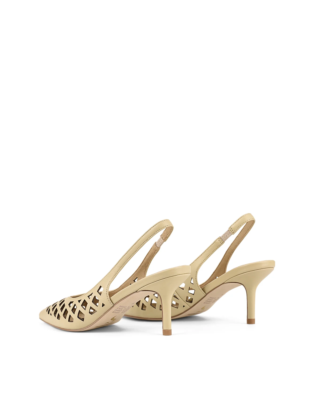 Yovanna Sling Back Kitten Heel - Custard Yellow Leather - Image 3