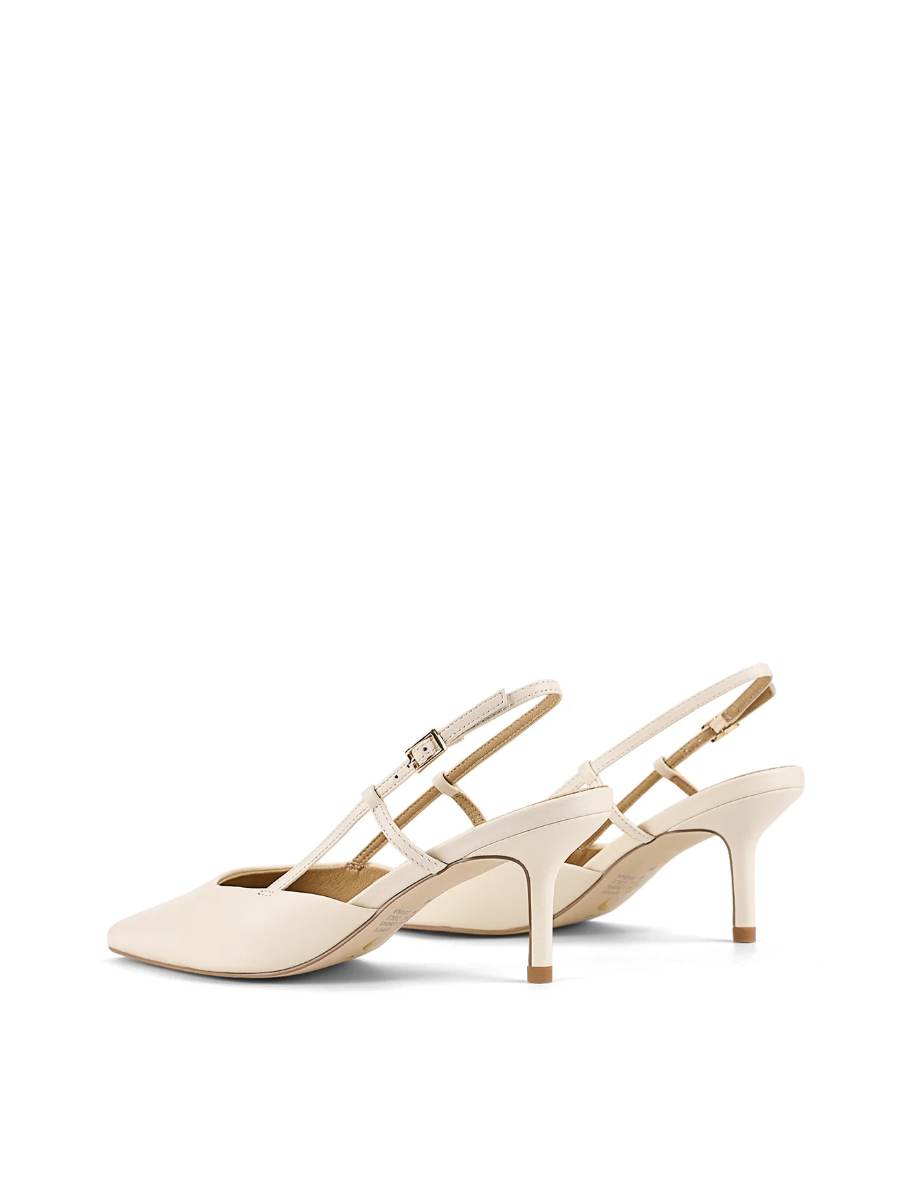 Yoyo Slingback Kitten Heels - Cream White Leather - Image 3