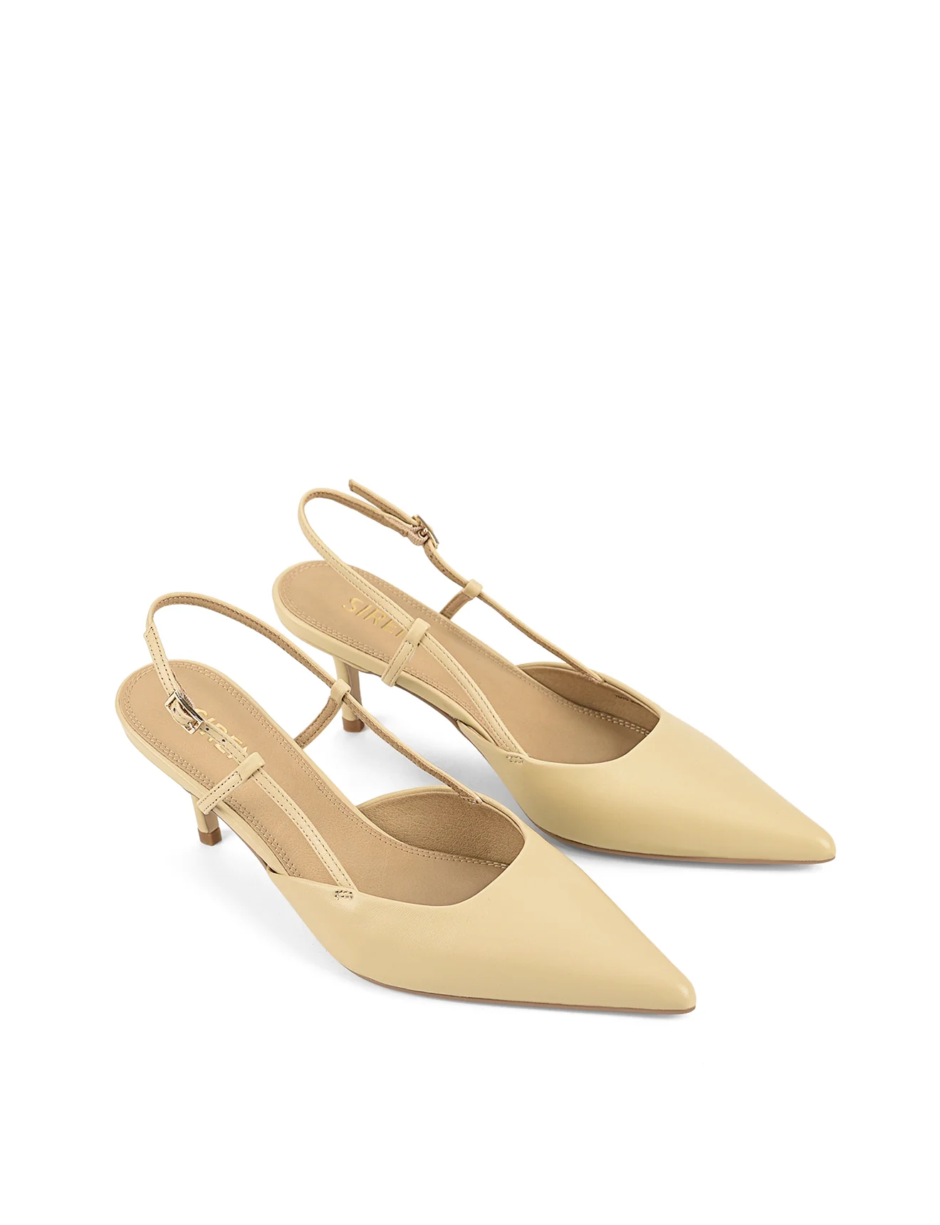 Yoyo Slingback Kitten Heels - Custard Yellow Leather - Image 3