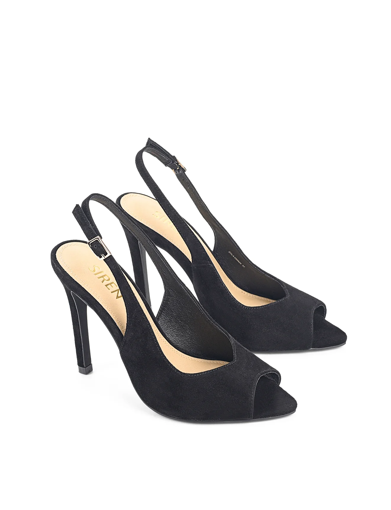 Zola Peep Toe Heels - Black Suede - Image 3