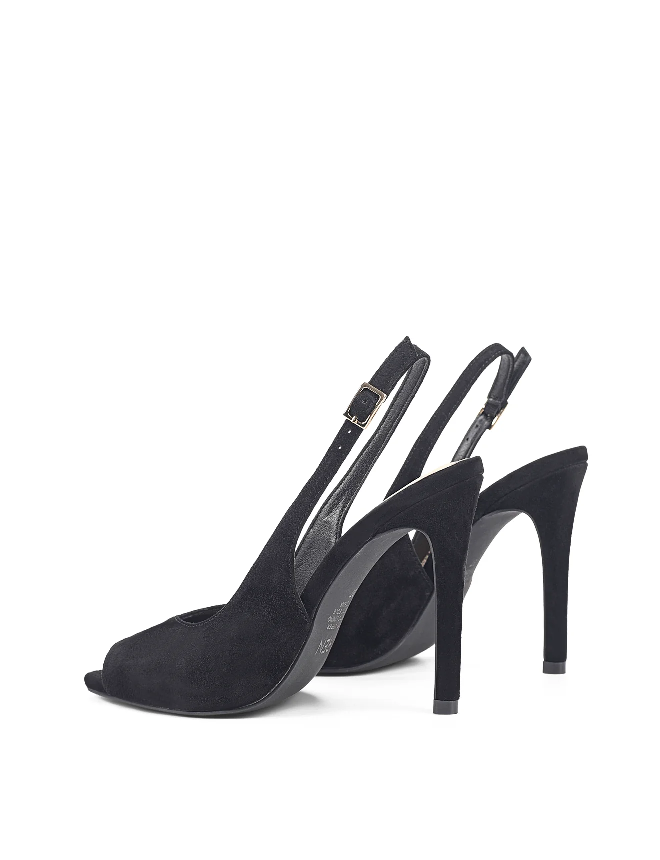 Zola Peep Toe Heels - Black Suede - Image 4