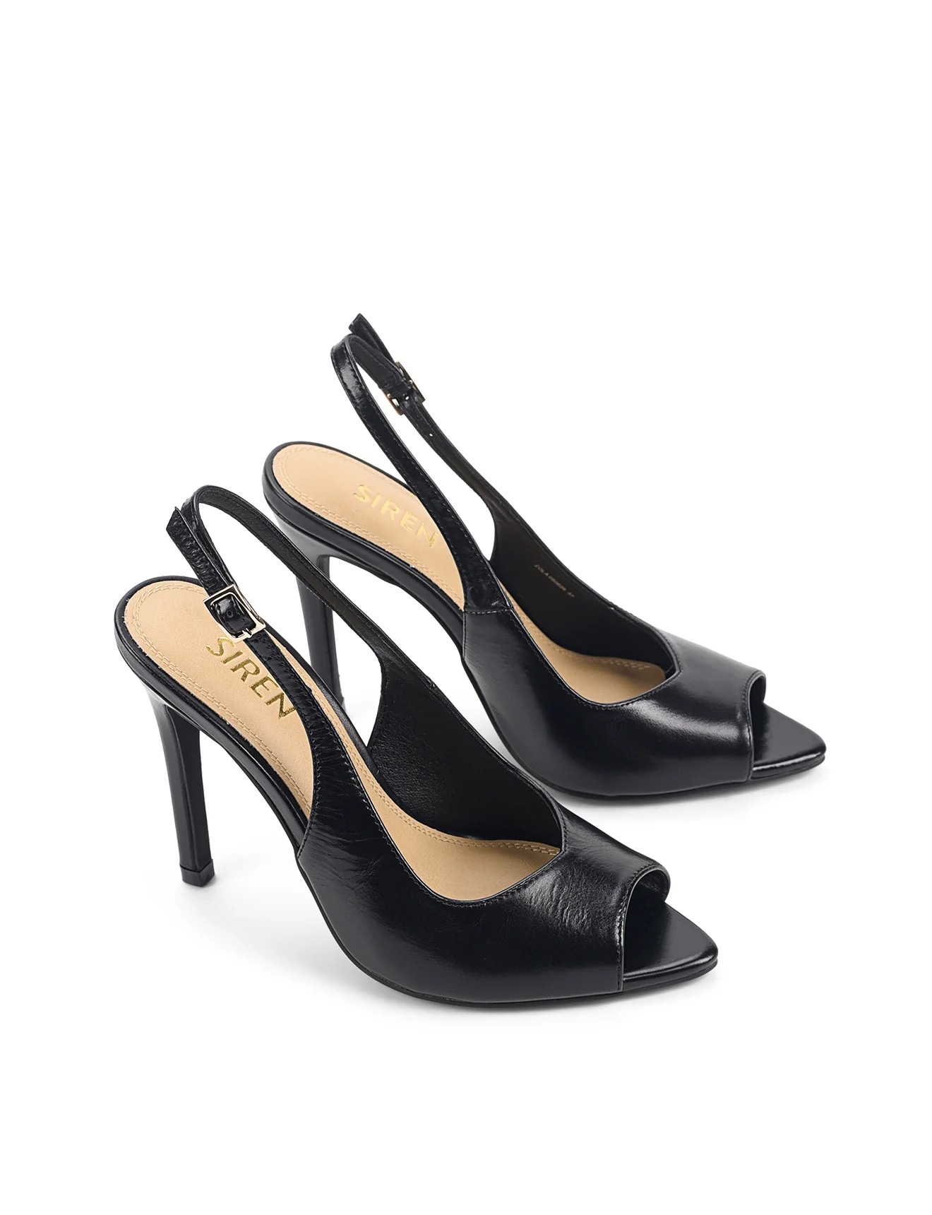 Zola Peep Toe Heels - Black Vintage Leather - Image 3