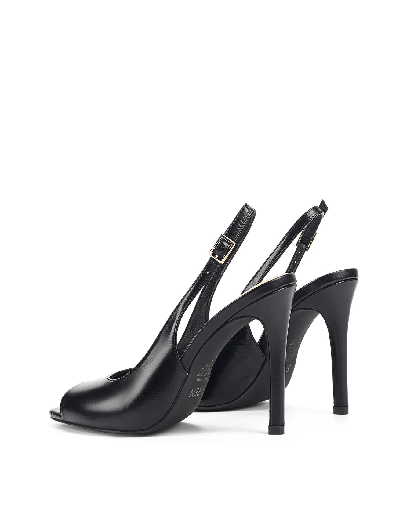 Zola Peep Toe Heels - Black Vintage Leather - Image 4