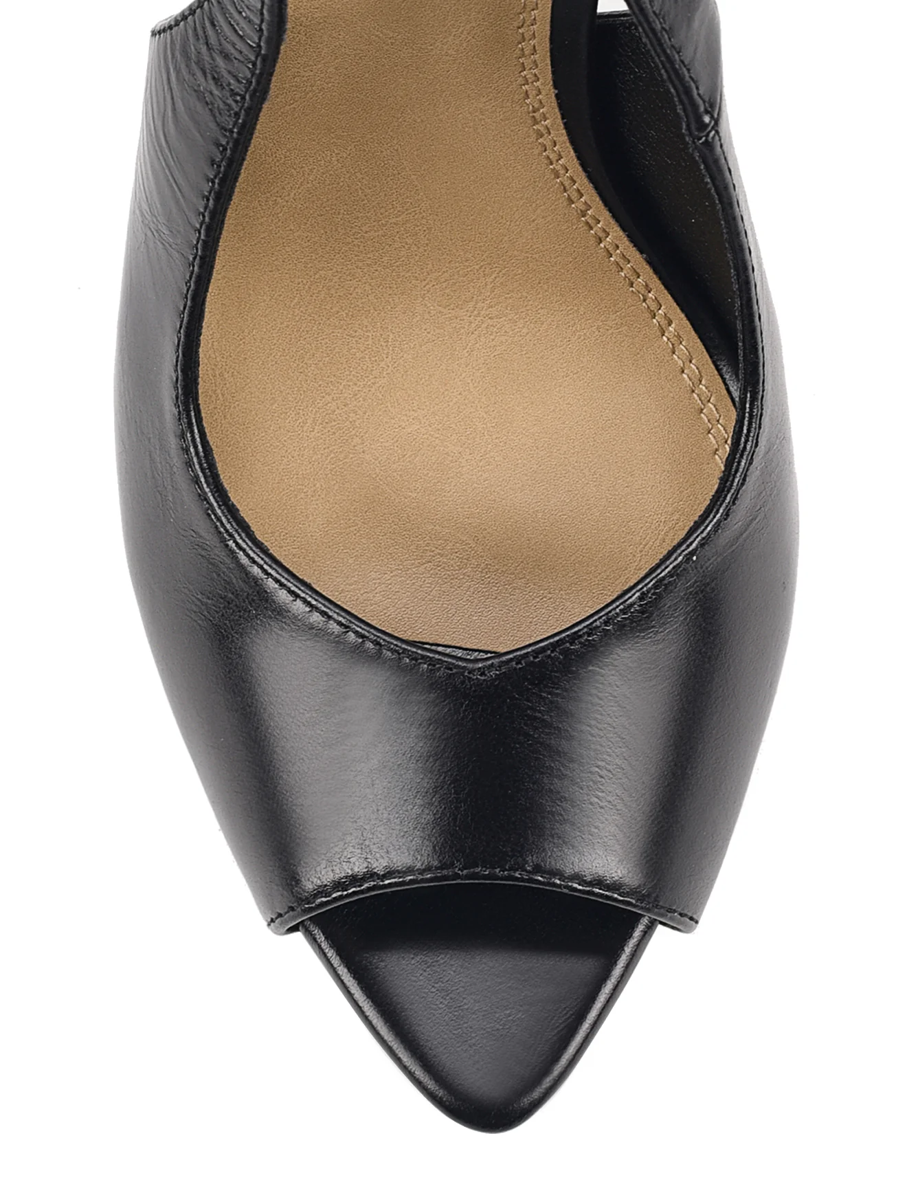 Zola Peep Toe Heels - Black Vintage Leather - Image 5
