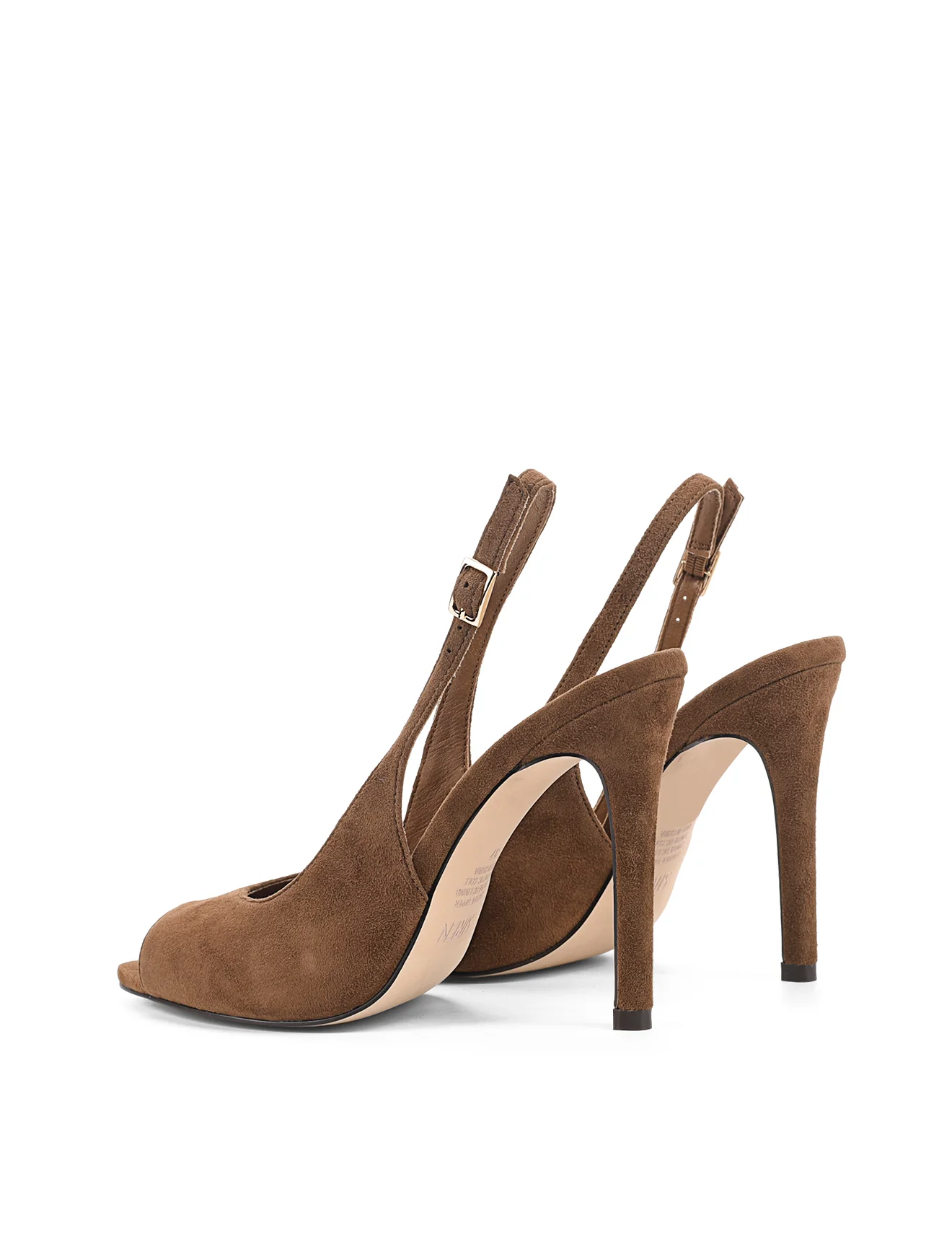 Zola Peep Toe Heels - Toffee Brown Suede - Image 4