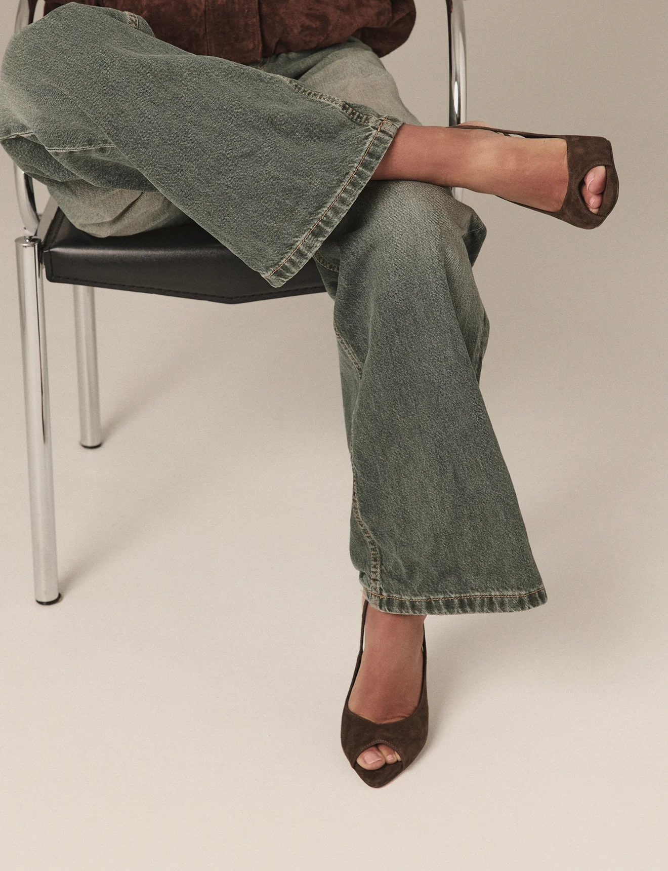 Zola Peep Toe Heels - Toffee Brown Suede - Image 7