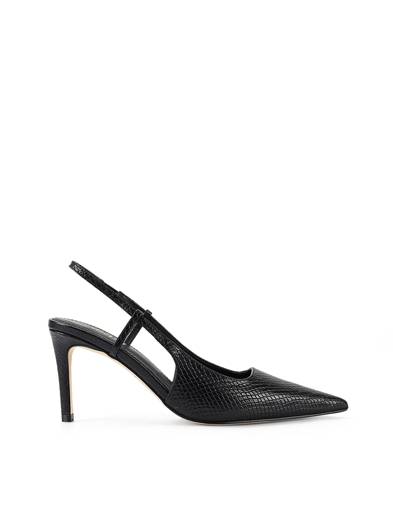 Zuko Slingback Heels - Black Snake Leather