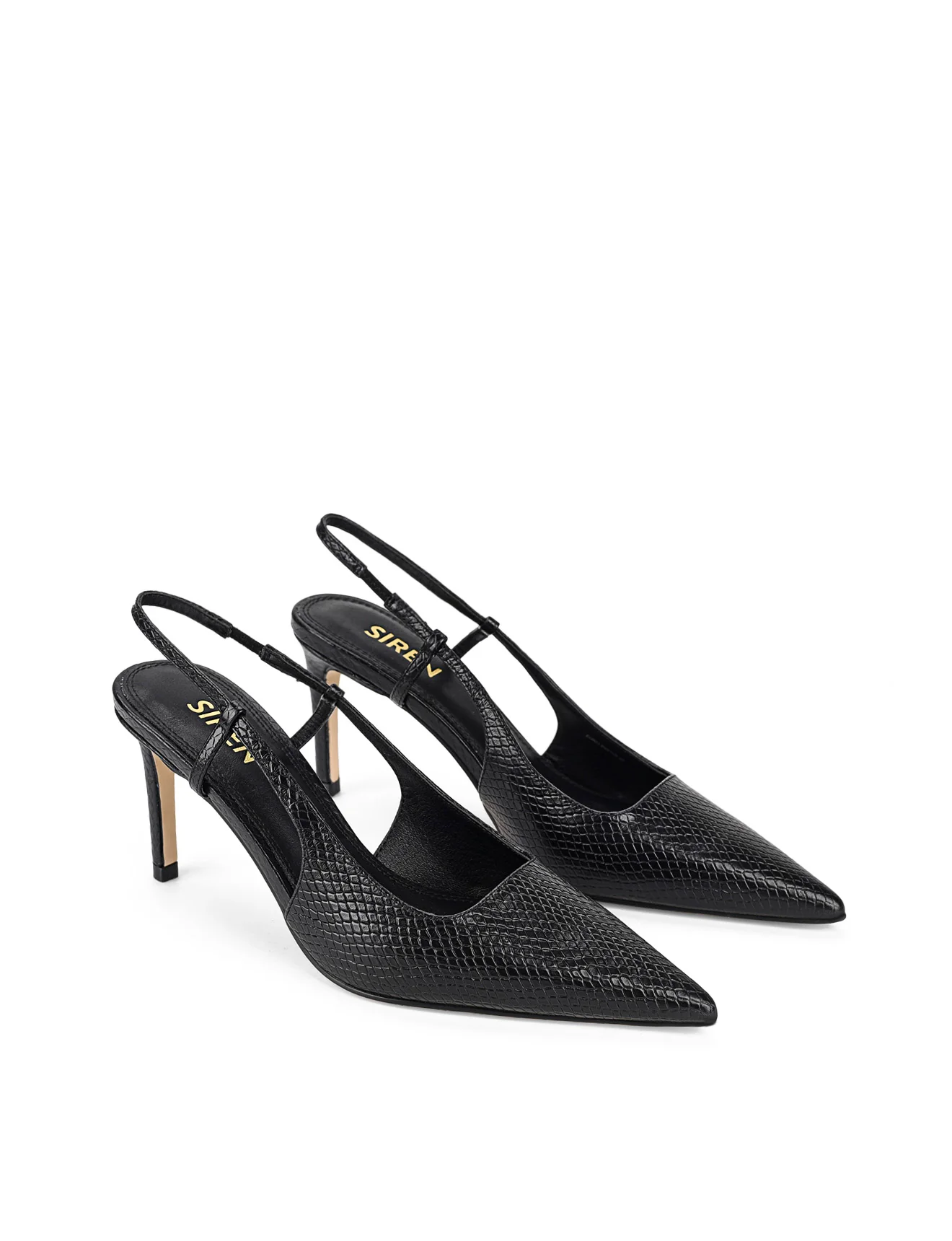 Zuko Slingback Heels - Black Snake Leather - Image 2