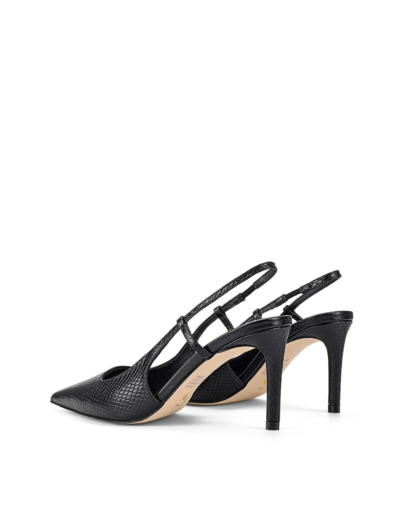 Zuko Slingback Heels - Black Snake Leather - Image 3