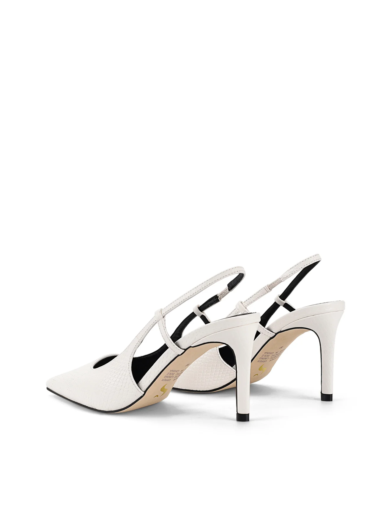Zuko Slingback Heels - Chalk White Snake Leather - Image 3